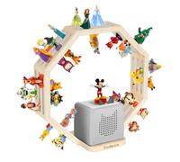 Todeco Étagère Toniebox Magnétique, Murale ou à Poser, Petit Octogone | Bande Magnétique Renforcée, Compatible avec Station de Charge, Matériel de Montage Inclus, pour Chambre Enfant