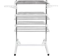 Todeco - Etendoir à Linge, Etendage à Linge, 3 étagères, Blanc, avec ailes, Matériau: Tubes en acier inoxydable Métallique G
