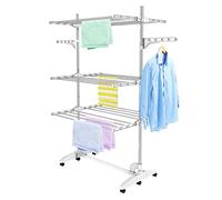Todeco Etendoir à Linge intérieur, Séchoir à Linge Pliant à 3 étagère,Blanc