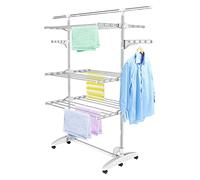 Todeco Etendoir à Linge intérieur, Séchoir à Linge Pliant à 3 Niveaux,Blanc