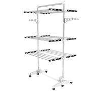 Todeco Etendoir à Linge intérieur, Séchoir à Linge Pliant à 3 Niveaux, Noir | avec Barre Supérieure, Tubes en Acier Inoxydable, Charge maximale 3 kg par Barre de Support, Ailes réglables en Hauteur