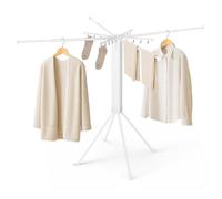 Todeco etendoir linge interieur avec pinces à linge, 4 tiges rétractables entre 55 et 84 cm, séchoir à rayons en éventail