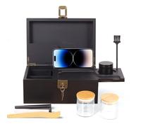 Todeco Grande Boîte en Bambou avec Serrure, Grinder et Kit d'accessoires