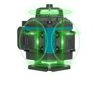 Todeco Niveau Laser 4 x 360° 4D 16 Lignes Laser Auto-Nivelant | Mode Impulsion Extérieur, avec 2 x 3000 mAh Batterie & Affichage LED, Support Rotatif, Télécommande et Trépied