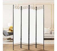 Todeco Paravent Interieur 4 Panneaux Séparateur de Pièce Pliable Blanc | amovible et lavable, 160 x 180 cm paravent de confidentialité pour Bureau, Salle à Manger, Chambre, Maison
