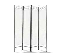Todeco Paravent Interieur 4 Panneaux, Separateur de Piece Pliable, Ecran d'Intimite Paravent Chambre a Coucher Maison Balcon, 160 x 180 cm, Blanc