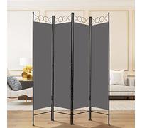 Todeco Paravent Interieur 4 Panneaux, Séparateur de Pièce Pliable, Ecran d'Intimité Paravent Chambre à Coucher Maison Balcon, 160 x 180 cm, Gris