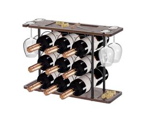 Todeco Range Bouteille Vin Étagère À Bouteille Métalique, Casier À Vin Pour 9 Bouteilles, Étagère À Vin Pour Cuisine, Bar, Salle À Manger