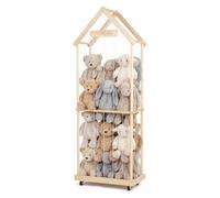 Todeco Rangement Peluches Enfant 164x32x58 cm, Roulettes 360°, 2 Étages