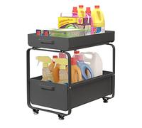 Todeco Étagère de Rangement Sous évier, Organisateur de Cuisine à 2 Niveaux Rangement Sous évier, Coulissant Organiseur pour Cuisine Armoire Salle de Bain, Acier au carbone (Noir)