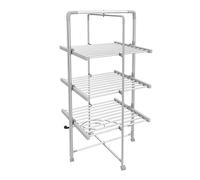 Todeco Sèche-Linge Electrique Chauffant, Etendoir Pliant d'Intérieur Roues | Grande capacité 3 niveaux, Alliage aluminium léger, Roues intégrées pour déplacement facile, Idéal hiver et temps humide.