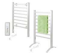 Todeco Sèche-Serviettes Électrique Mural avec 8 Barres et Minuterie, IP22 | Porte Serviettes et Éche Serviettes Multifonctionnel, 90x53x35.5cm, installation à la fois sur pied (autoportante) et murale