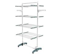 Todeco Séchoir à Linge Pliant à 4 Niveaux, Etendoir à Linge intérieur en Acier Inoxydable, Sèche-Linge Etendoir Pliable avec Barre Supérieure, Ailes réglables en Hauteur pour Terrasse Jardin, Sarcelle