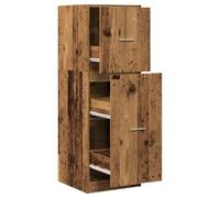Todiikf Armoire à pharmacie aspect bois vieilli 40 x 41 x 118 cm | Armoire coulissante étroite avec 3 tiroirs pour cuisine, bureau et salon. Commode stable en bois robuste.