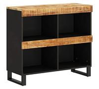 Todiikf Armoire d'appoint en bois massif en bois de manguier 85 x 33 x 75 cm Buffet | Meuble multifonction industriel chic en bois de manguier et fer pour le salon ou le couloir.