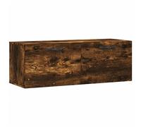 Todiikf Armoire murale en chêne fumé 100 x 36,5 x 35 cm | Armoire suspendue peu encombrante pour salon et couloir : espace de rangement robuste avec surface de présentation élégante