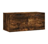 Todiikf Armoire suspendue en chêne fumé 80 x 36,5 x 35 cm | Meuble mural peu encombrant pour salon et chambre à coucher avec beaucoup d'espace de rangement et surface d'exposition