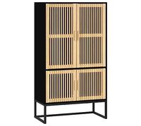 Todiikf Buffet haut noir 70 x 35 x 125 cm en bois | Armoire élégante au design scandinave pour salon et chambre à coucher avec pieds en métal solides et beaucoup d'espace de