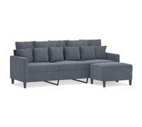 Todiikf Canapé 3 places avec tabouret gris foncé en velours 198 cm | Ensemble de meubles rembourrés confortables pour le salon avec housse douce, structure en métal solide et coussins de dossier