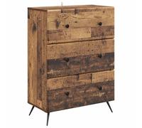 Todiikf Commode en bois vieilli 66 x 34,5 x 90 cm Buffet avec 3 tiroirs | Armoire d'appoint polyvalente pour chambre à coucher et bureau à domicile avec porte coulissante et étagères réglables.