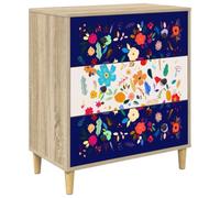 Todiikf Commode Mainz à 3 tiroirs Motif floral 66 x 36,5 x 75 cm | Buffet chic avec 3 tiroirs et pieds surélevés pour chambre à coucher, couloir ou salon aspect sonoma.