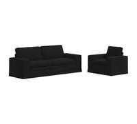 Todiikf Ensemble de canapé 2 pièces en tissu noir 222 x 80 x 82 cm | Design modulaire pour le salon et la chambre à coucher avec rembourrage en mousse confortable et cadre en métal robuste.