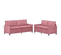 Todiikf Ensemble de canapé 2 pièces en velours rose avec cadre en métal | Ensemble de canapé moderne pour salon et espace invités avec housse en velours doux, coussins double face et 5 places.