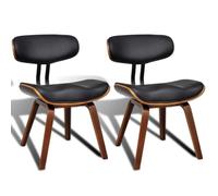 Todiikf Lot de 2 chaises de salle à manger en bois de buyer et cuir | Chaises rembourrées élégantes avec cadre en bois incurvé et revêtement en cuir synthétique chic pour salon