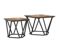 Todiikf Lot de 2 tables d'appoint en chêne fumé 50 x 50 x 40 cm - Table basse moderne duo en bois d'ingénierie et acier - Robuste et peu encombrante - Pour salon, chambre à coucher, balcon et bureau