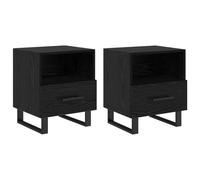 Todiikf Lot de 2 tables de chevet aspect chêne noir 40 x 35 x 47,5 cm | Table d'appoint élégante duo pour chambre à coucher avec tiroir et compartiment de rangement en bois robuste.
