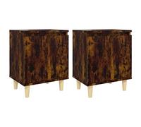 Todiikf Lot de 2 tables de chevet en bois de chêne fumé - 40 x 30 x 50 cm | Tables d'appoint stables pour chambre à coucher avec charnière de porte flexible à gauche ou à droite et support mural