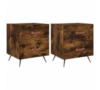 Todiikf Lot de 2 tables de chevet en chêne fumé - 40 x 35 x 47,5 cm | Table d'appoint moderne duo pour chambre à coucher avec tiroirs pratiques et pieds en fer solides.