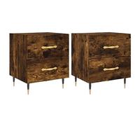 Todiikf Lot de 2 tables de chevet en chêne fumé - 40 x 35 x 47,5 cm | Table d'appoint moderne duo pour chambre à coucher avec tiroirs spacieux et pieds métalliques solides.