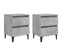 Todiikf Lot de 2 tables de chevet gris béton 40 x 35 x 50 cm | Tables d'appoint industrielles avec deux tiroirs et pieds en métal pour un rangement et un style dans la chambre à coucher.