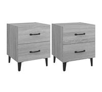 Todiikf Lot de 2 tables de chevet gris Sonoma 40 x 35 x 47,5 cm | Duo élégant pour votre chambre à coucher avec deux tiroirs pour un rangement ordonné et des pieds métalliques solides.