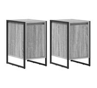 Todiikf Lot de 2 tables de chevet Sonoma grises - 39,5 x 30 x 50 cm - En bois | Table d'appoint élégante duo pour votre chambre à coucher. Design solide en bois et acier robuste.