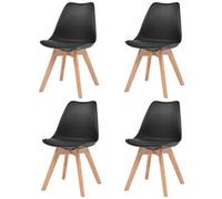 Todiikf Lot de 4 chaises de salle à manger scandinaves en bois noir | Design ergonomique avec assise rembourrée en cuir synthétique, pieds solides en bois massif pour cuisine et salle à manger.