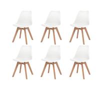 Todiikf Lot de 6 chaises de salle à manger rembourrées - Design moderne | Chaises de cuisine scandinaves avec coussins confortables en cuir synthétique et pieds solides en bois massif pour cuisine et