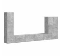 Todiikf Lot de 6 étagères murales pour TV - Meuble bas suspendu - Gris béton | Planche flexible avec prise USB et portes coulissantes pour organiser les câbles dans le salon ou la chambre d'adolescent