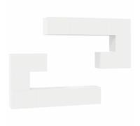 Todiikf Lot de 8 meubles TV muraux Lowboard suspendu Blanc | Kit de suspension flexible en bois robuste avec beaucoup d'espace de rangement pour votre salon ou votre chambre à coucher.
