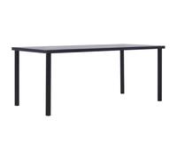 Todiikf Table à manger moderne - 200 x 100 x 75 cm - Noir et gris béton | Grande table pour salle à manger et cuisine, pieds en métal robuste avec plateau en MDF effet béton pour une ambiance moderne