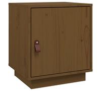 Todiikf Table de chevet en pin massif Marron miel 40 x 34 x 45 cm | Table de chevet en pin avec charnière de porte flexible et poignée en cuir synthétique pour un rangement élégant dans la