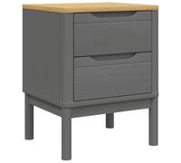 Todiikf Table de chevet Floro gris 45 x 39 x 57 cm en pin massif | Table d'appoint moderne en bois de conifère véritable avec deux tiroirs pour la chambre à coucher avec deux tiroirs pratiques