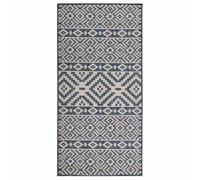 Todiikf Tapis d'extérieur tissé plat - 80 x 150 cm - Bleu - Motif | Revêtement de sol résistant en polypropylène pour terrasse, balcon et couloir. Facile d'entretien et résistant aux UV.