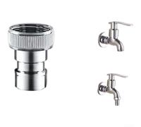 Todikaper Connecteur de robinet fileté DN15 en acier inoxydable DN15 fileté | Corps en acier inoxydable 304, résistant à la rouille, pour eau dure, filetage DN15, longueur 10,2 cm