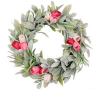 Todikaper Couronne Florale Printanière 40cm Oreilles de pour Lapin Couronne(Pinkish White)