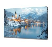 TODOAA hiver neige Tableaux Muraux Affiche de paysage de nuit d’hiver Moderne Impression sur Toile Image Tableau Murale -Chambre Deco Décoration Salon Art Wall(blanc)-40x60cm Encadrée