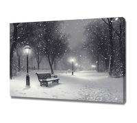 TODOAA hiver neige Tableaux Muraux Paysage noir blanc d’hiver Moderne Impression sur Toile Image Tableau Murale -Chambre Deco Décoration Salon Art Wall(blanc)-30x40cm Encadrée