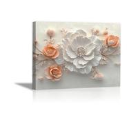 TODOAA Moderne Abstraite Esthétique Plante Tableau Murale Fleur dorée moderne Salon Impression sur Toile -Boho Peintures pour Chambre Maison Bain(Beige)-60x90cm Sans cadre