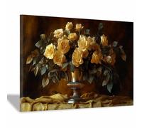 TODOAA Moderne Abstraite Esthétique Plante Tableau Murale Fleurs rétro dans un vase Salon Impression sur Toile -Boho Peintures pour Chambre Maison Bain(Jaune 10)-40x60cm Encadrée